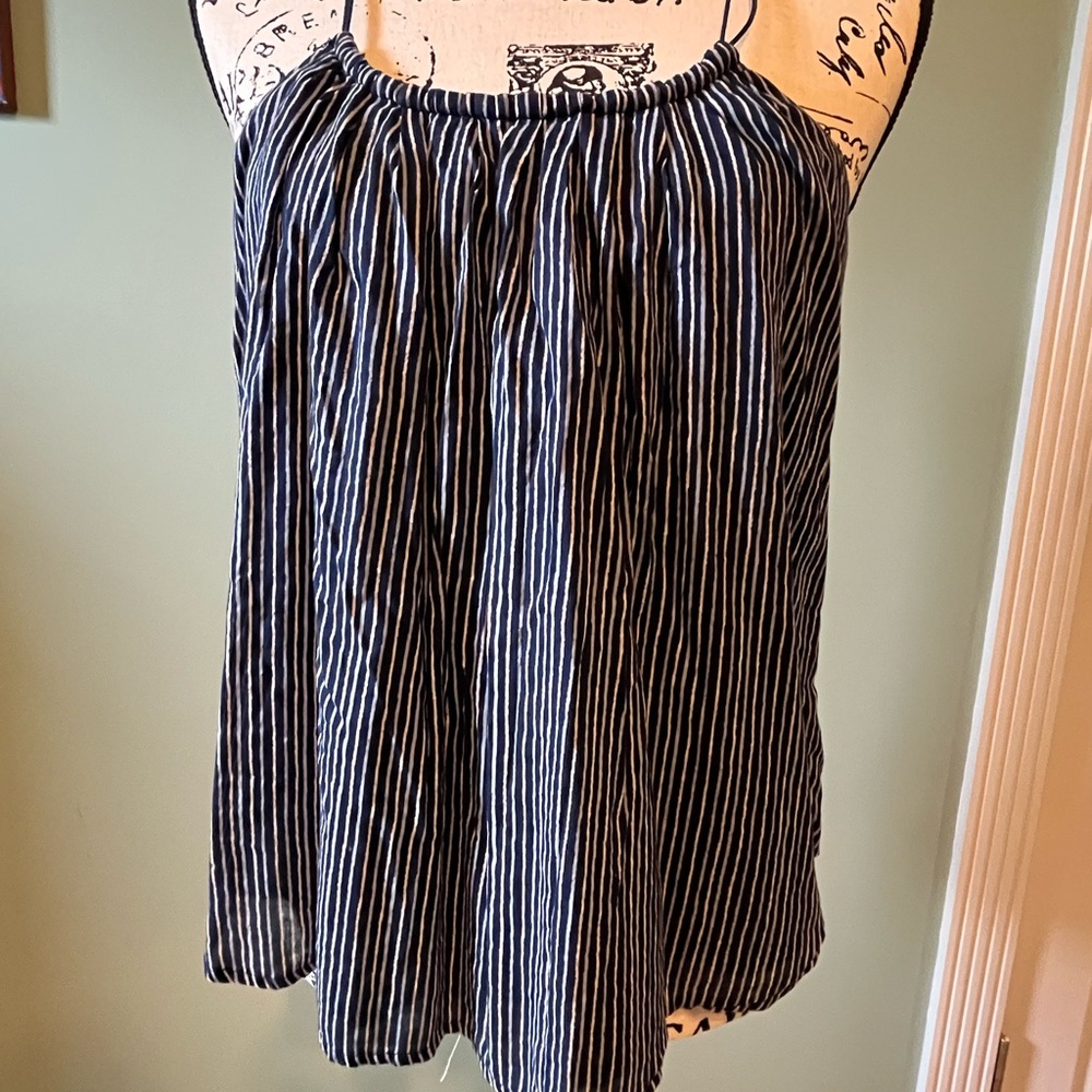 Striped Navy and Tan Women's Tank
